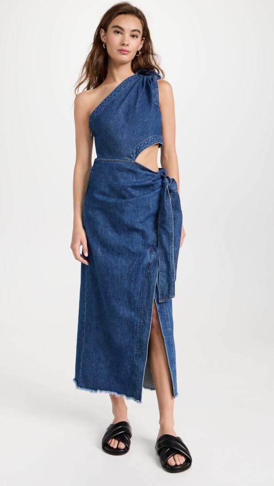 

Платье миди Jonathan Simkhai STANDARD Doran Js Denim Draped Tie