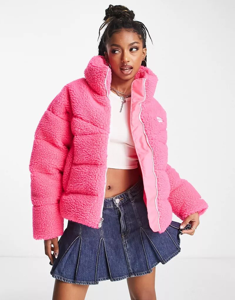 Ярко-розовая куртка-пуховик Nike Тедди