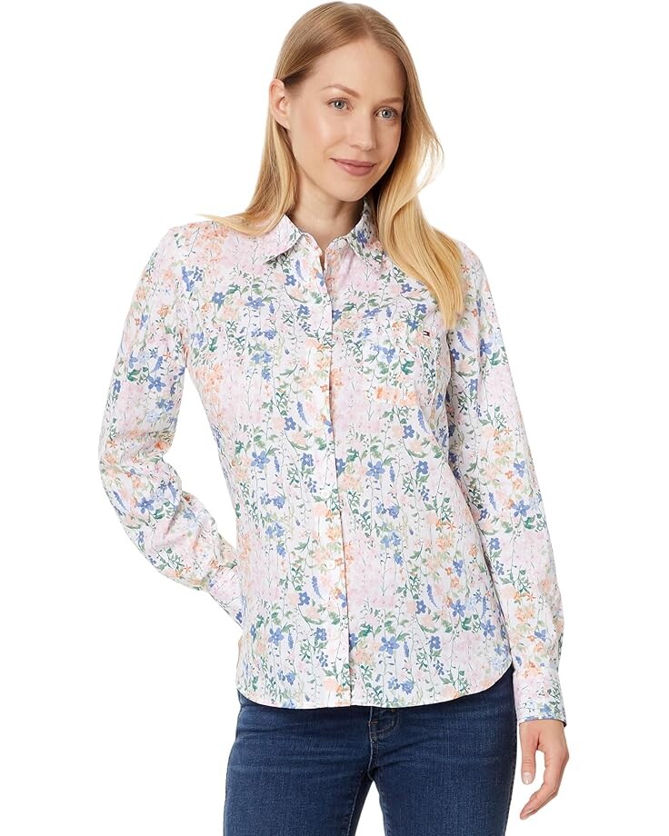 

Рубашка Tommy Hilfiger Sea Garden Roll Tab, цвет Bright White Multi