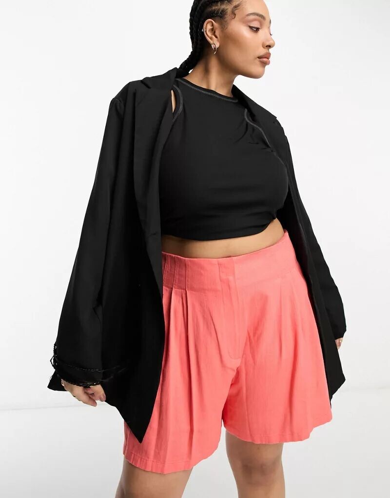 

Коралловые шорты со швом на талии ASOS Curve