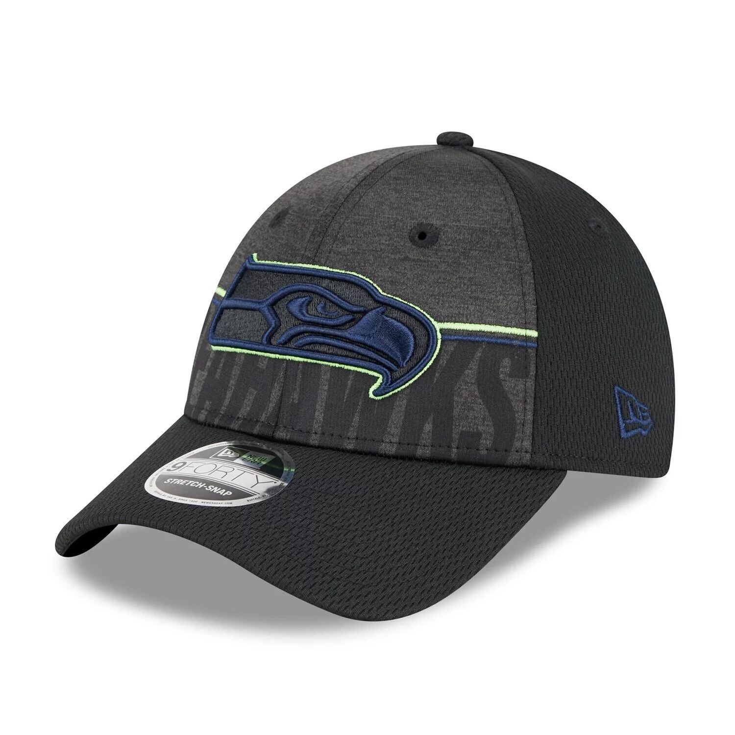 

Мужская регулируемая кепка New Era Black Seattle Seahawks 2023, тренировочный лагерь НФЛ, команда Colorway 9FORTY