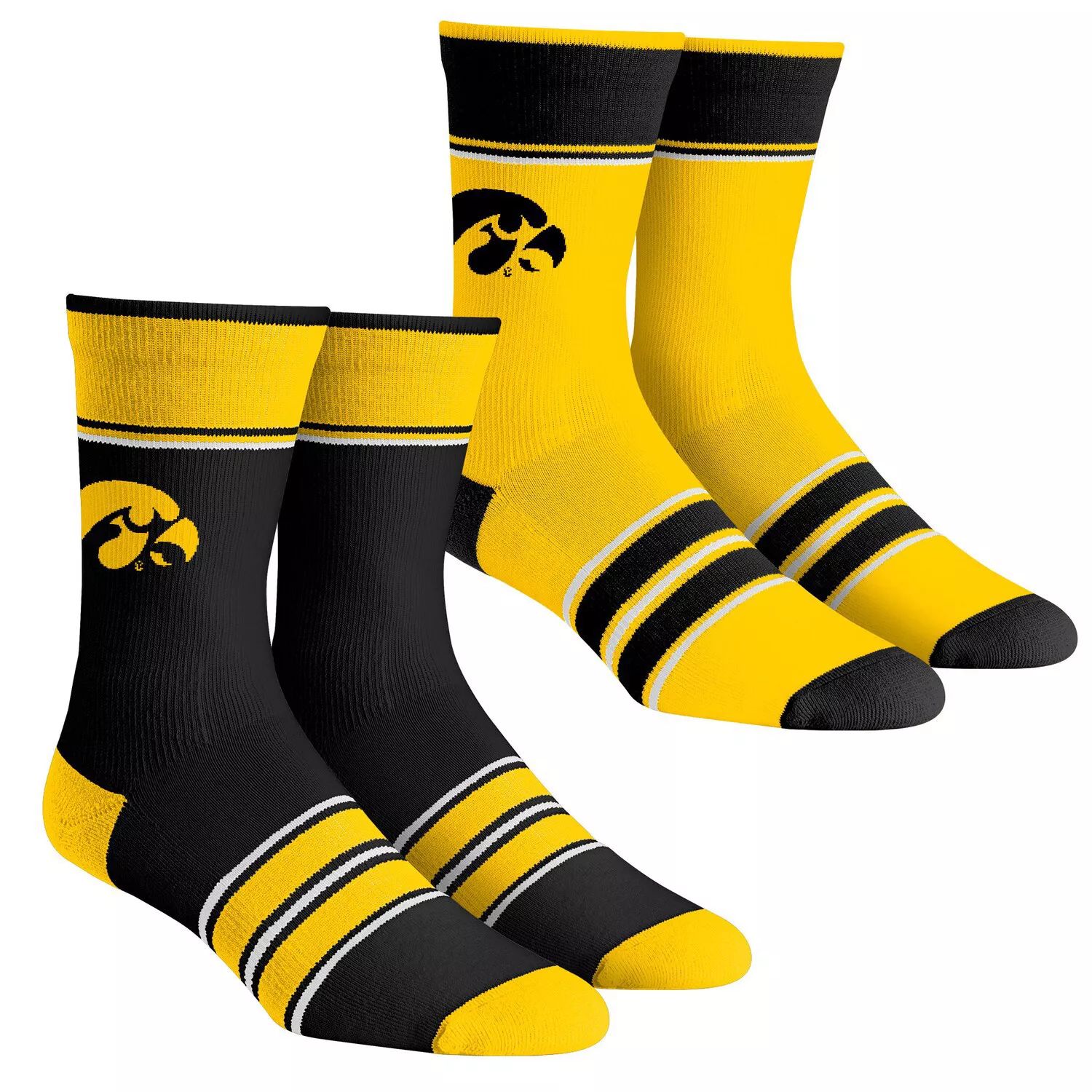 

Комплект из 2 носков Youth Rock Em Socks Iowa Hawkeyes в несколько полосок Team Crew Unbranded