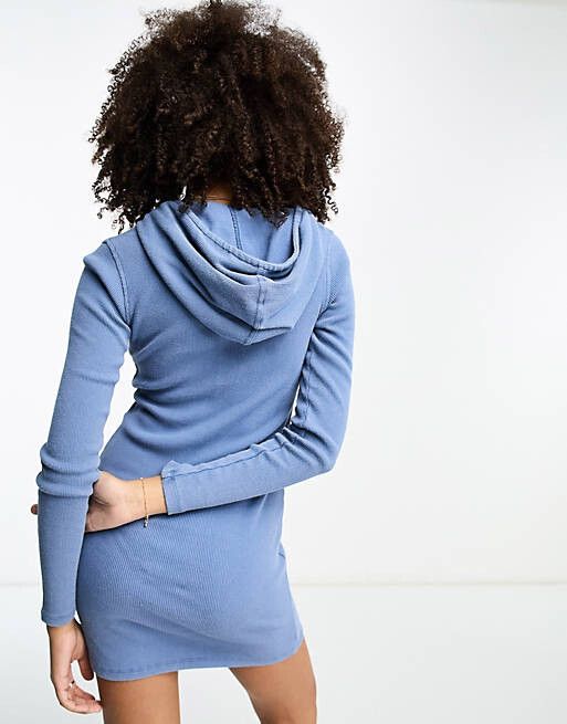 

Синее платье мини с худи и молнией ASOS DESIGN, Синий
