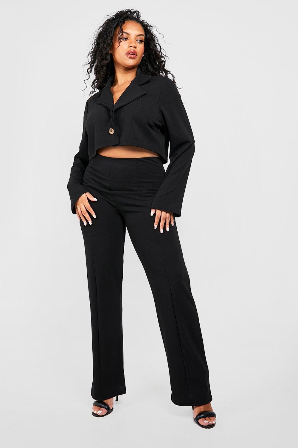 

Узкие брюки из крепа Plus boohoo, черный