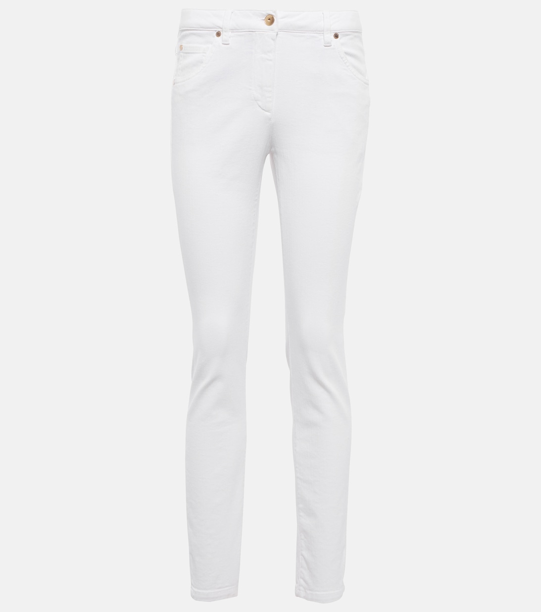 цена Узкие джинсы со средней посадкой BRUNELLO CUCINELLI, белый