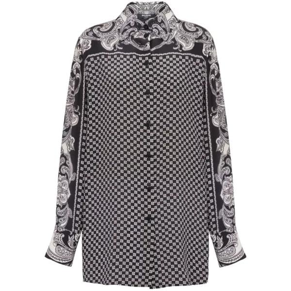 

Футболка black paisley mini monogram shirt Balmain, серый