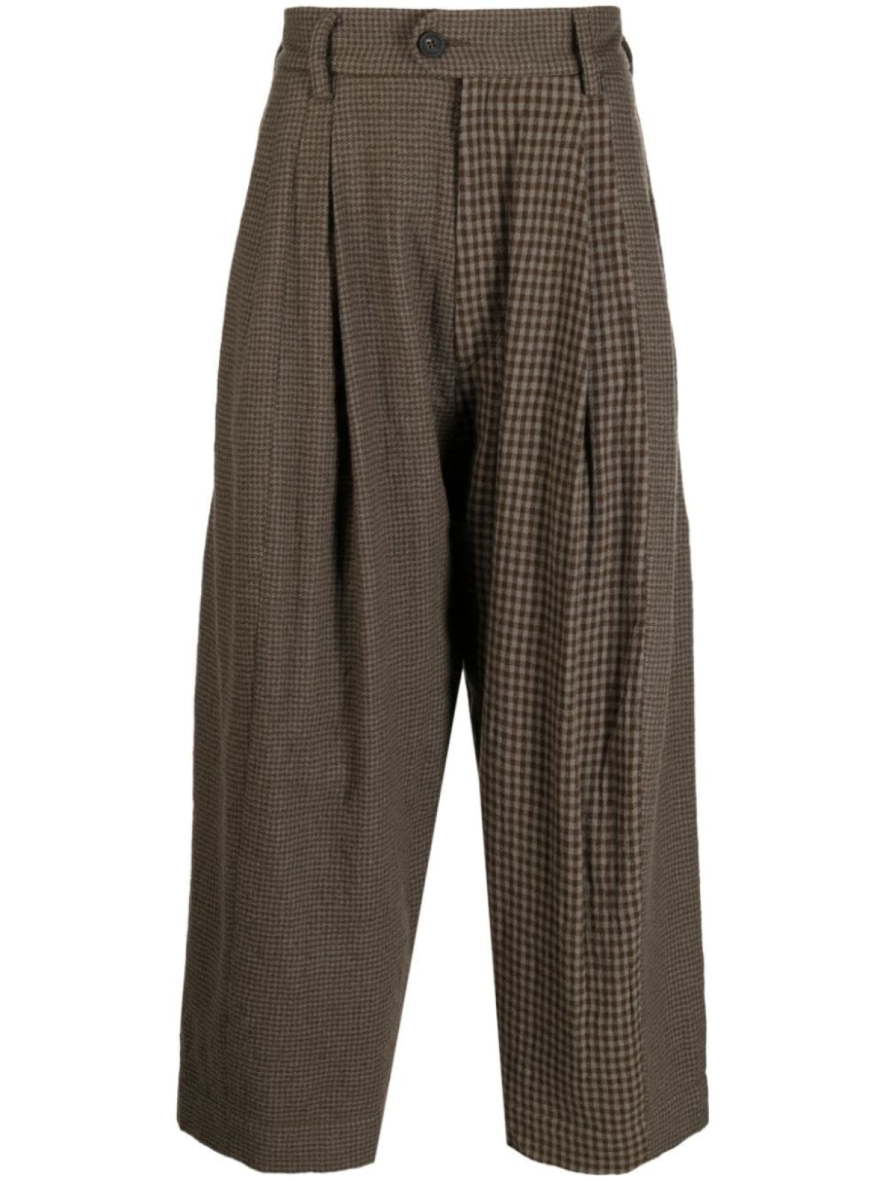 

Ziggy Chen panelled pleated drop-crotch trousers, коричневый