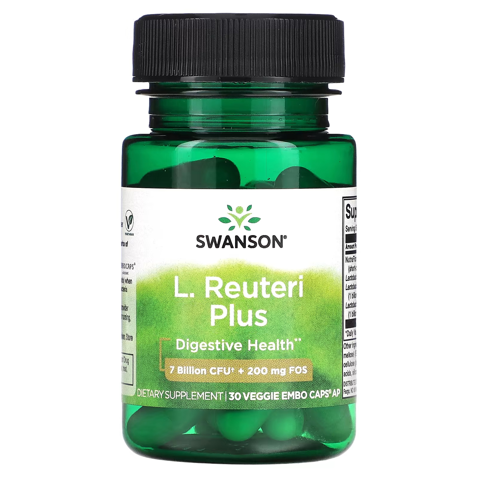 Пищевая добавка Swanson L. Reuteri Plus, 30 растительных капсул пробиотический комплекс l reuteri plus swanson 30 капсул 4 упаковки