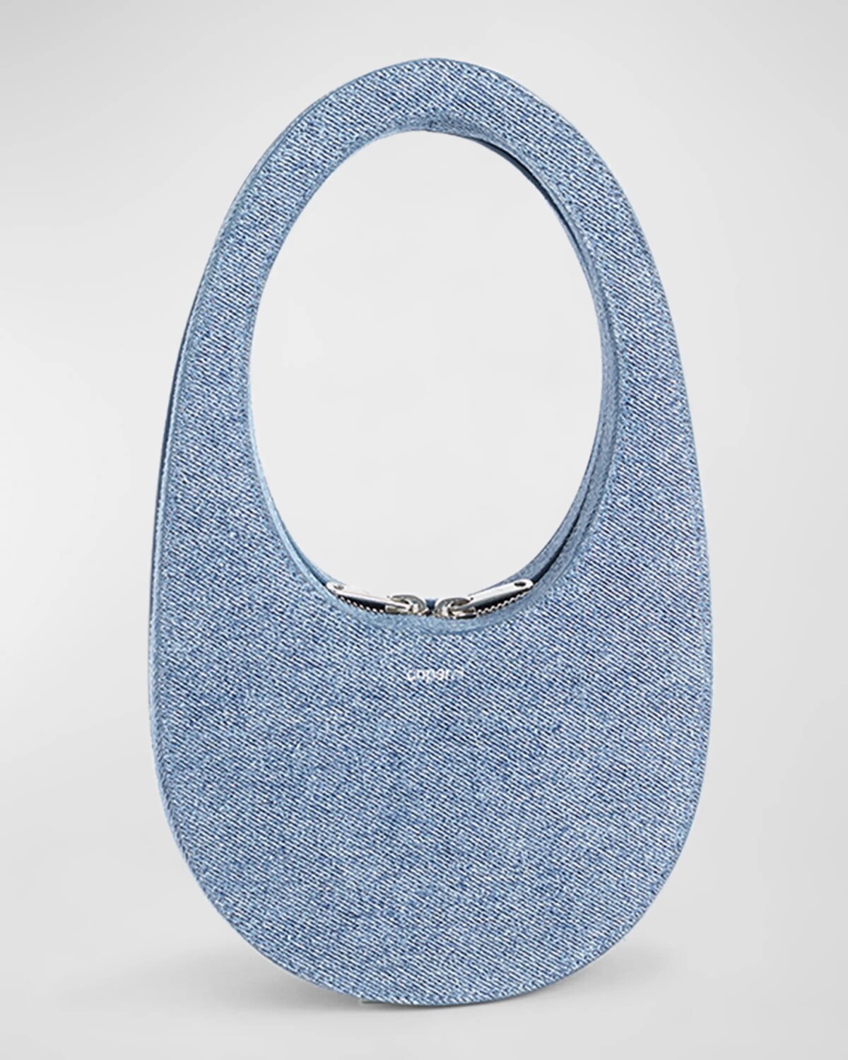 

Джинсовая мини-сумка Swipe с ручкой сверху Coperni, цвет Washed Blue
