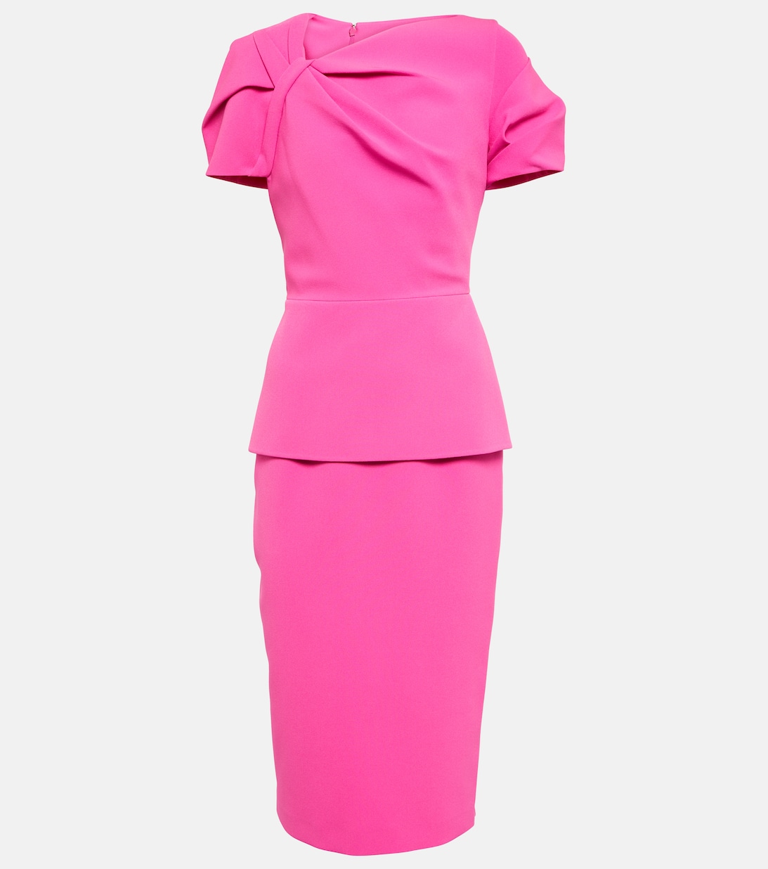 Платье миди из крепа с баской SAFIYAA, розовый