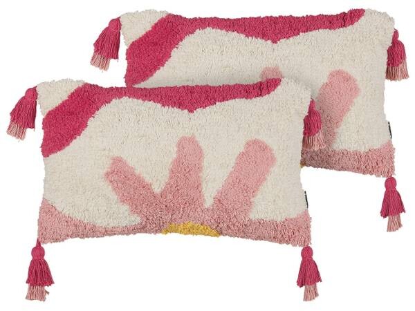 

Подушка Beliani 2 шт ACTAEA, 30x50x50 см цвет cremeweiß/pink/weiß/gelb