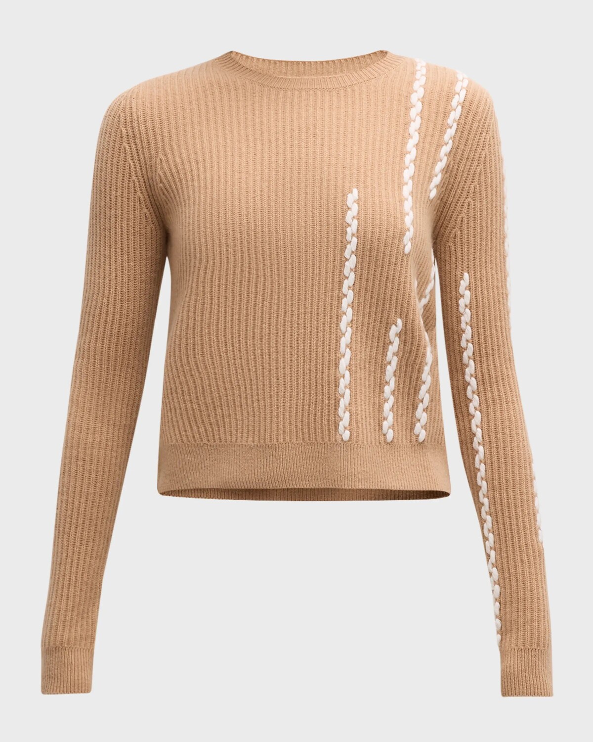 

Кашемировый плетеный свитер Neiman Marcus Cashmere Collection, цвет Camel White