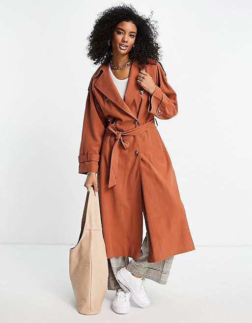 

Длинный ржавый тренч Topshop