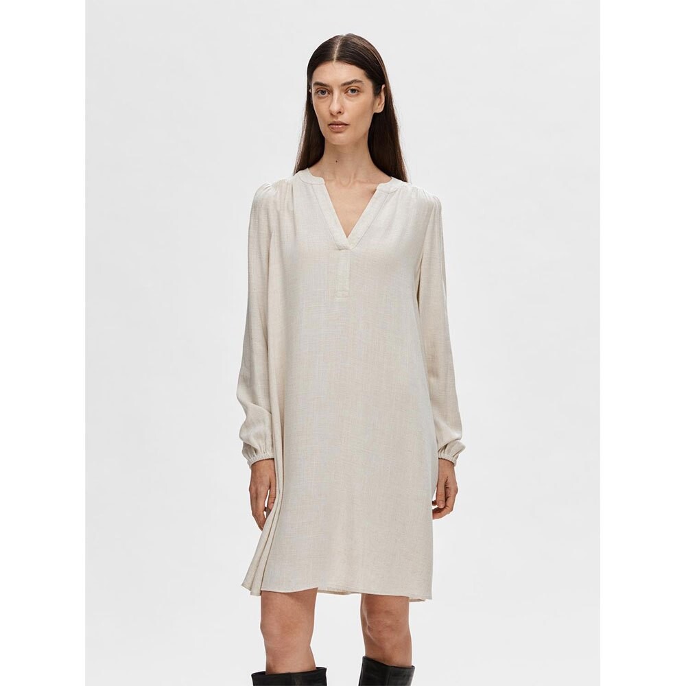

Платье Selected Viva Long Sleeve, бежевый