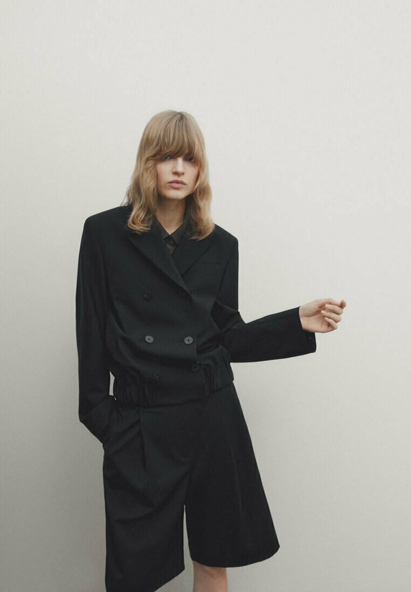 

Куртка CO ORD Massimo Dutti, черный синий деним