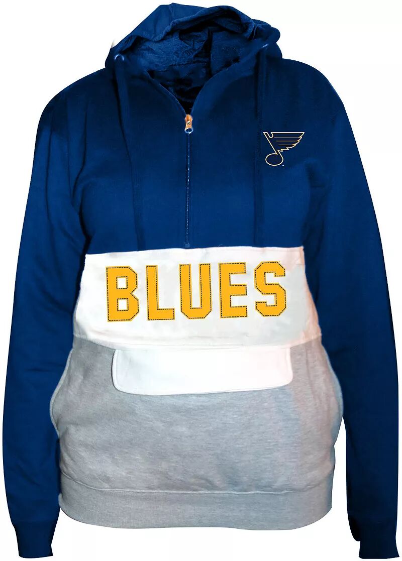 Синий пуловер с капюшоном и молнией в четверть профиля Profile Varsity Big and Tall St. Louis Blues Team