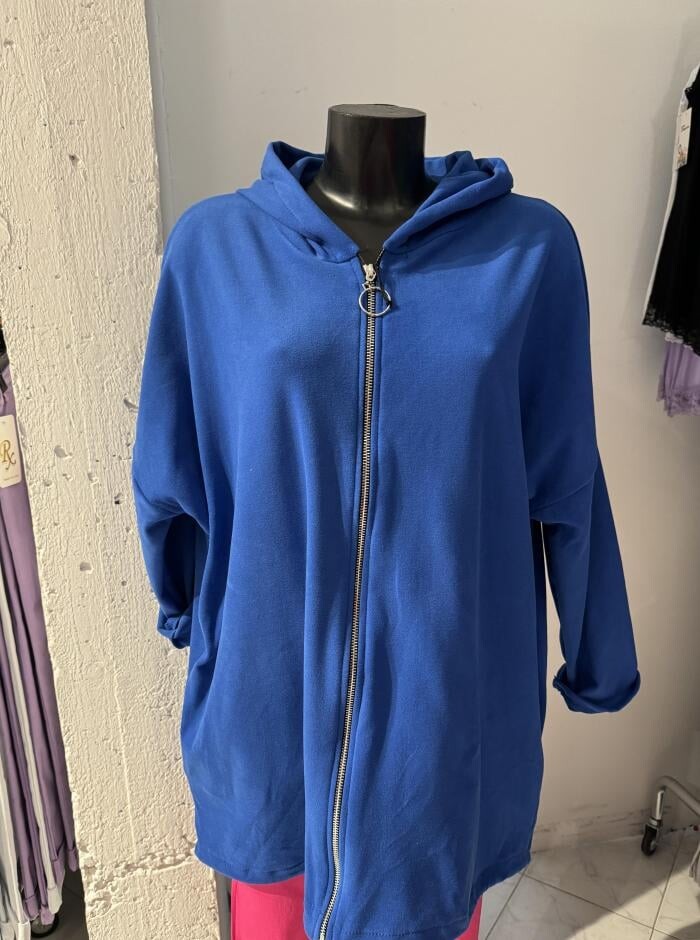 

Толстовка с карманами и капюшоном на молнии, цвет Electric blue