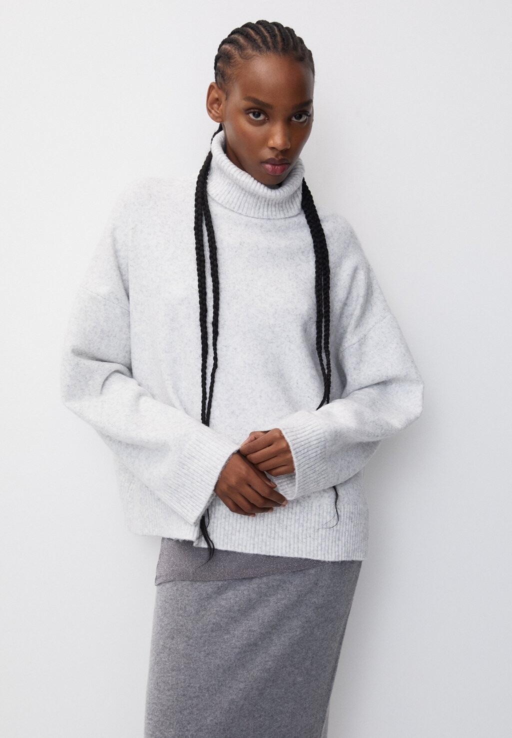 

Свитер Oversize High Neck PULL&BEAR, цвет light grey