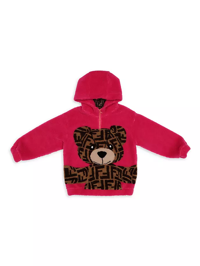

Толстовка с пушистым принтом Little Girl's & Girl's FF Bear Fendi, фуксия
