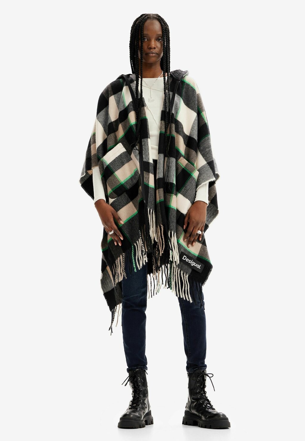 

Накидка Plaid Hooded Desigual, черный