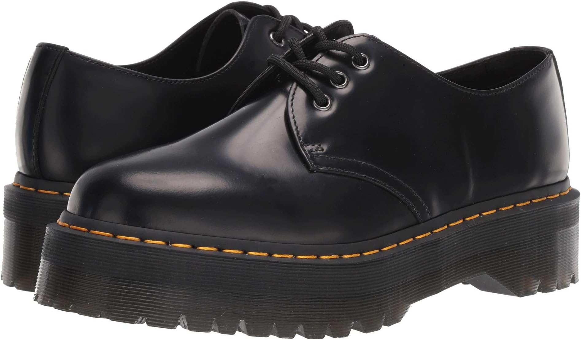 Оксфорды 1461 Quad Smooth Leather Platform Shoes Dr. Martens, цвет Black Polished Smooth оксфорды dr martens 1461 smooth leather shoes цвет card blue smooth