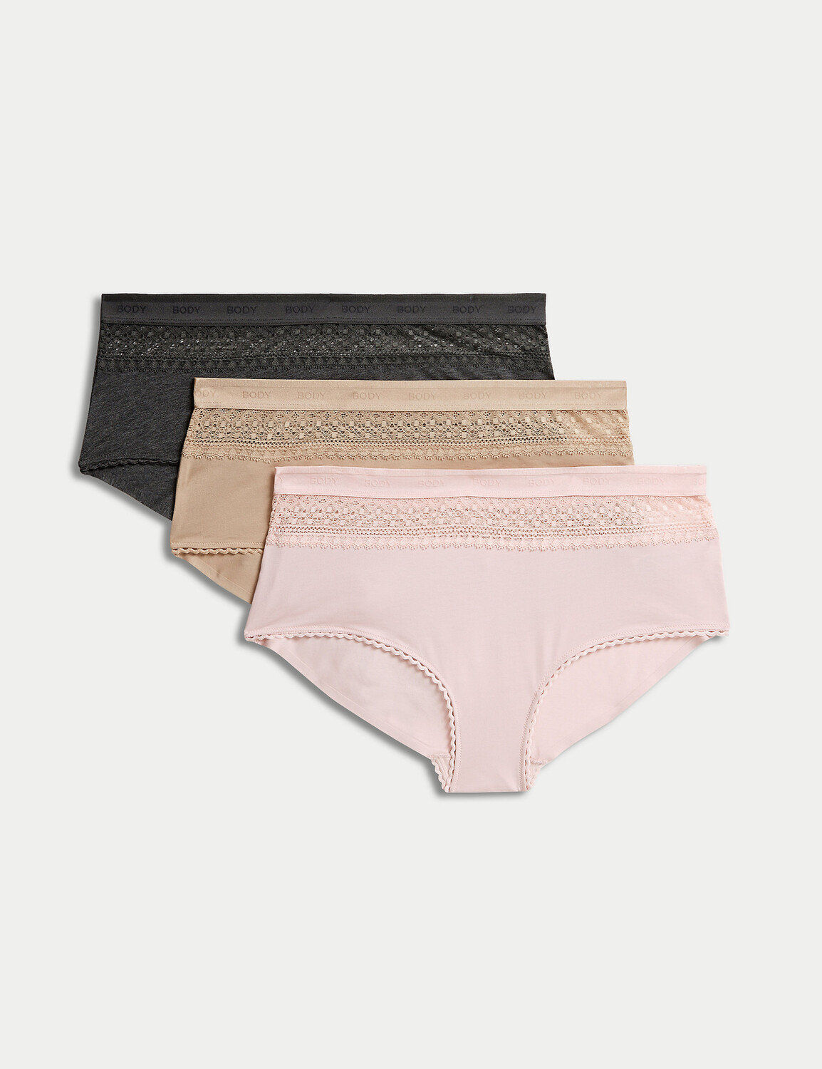 

Шорты из 3 пар хлопка с высокой посадкой Body