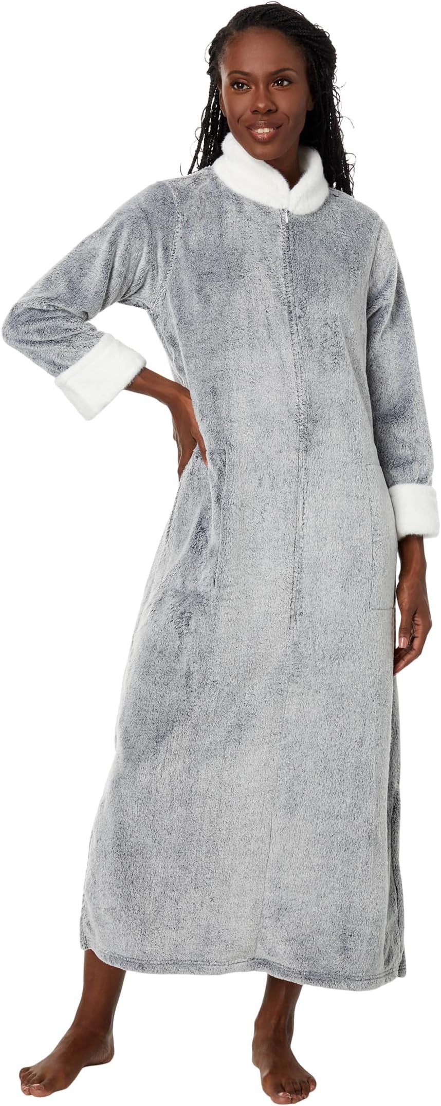 

Халат Frosted Cashmere Fleece Zip Robe N by Natori, черный