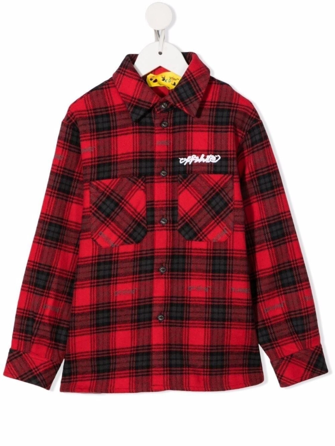

Off-White Kids фланелевая рубашка в клетку, красный