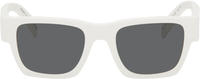 

Белые квадратные солнцезащитные очки Prada Eyewear, цвет White