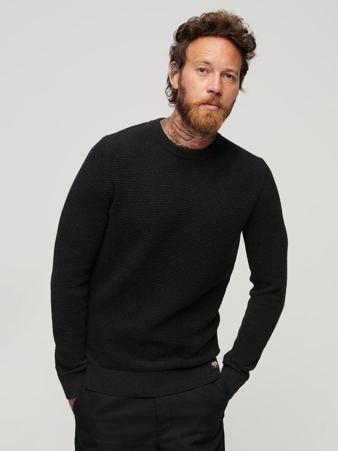 

Текстурированный джемпер круглой вязки Superdry, ворон черный хизер