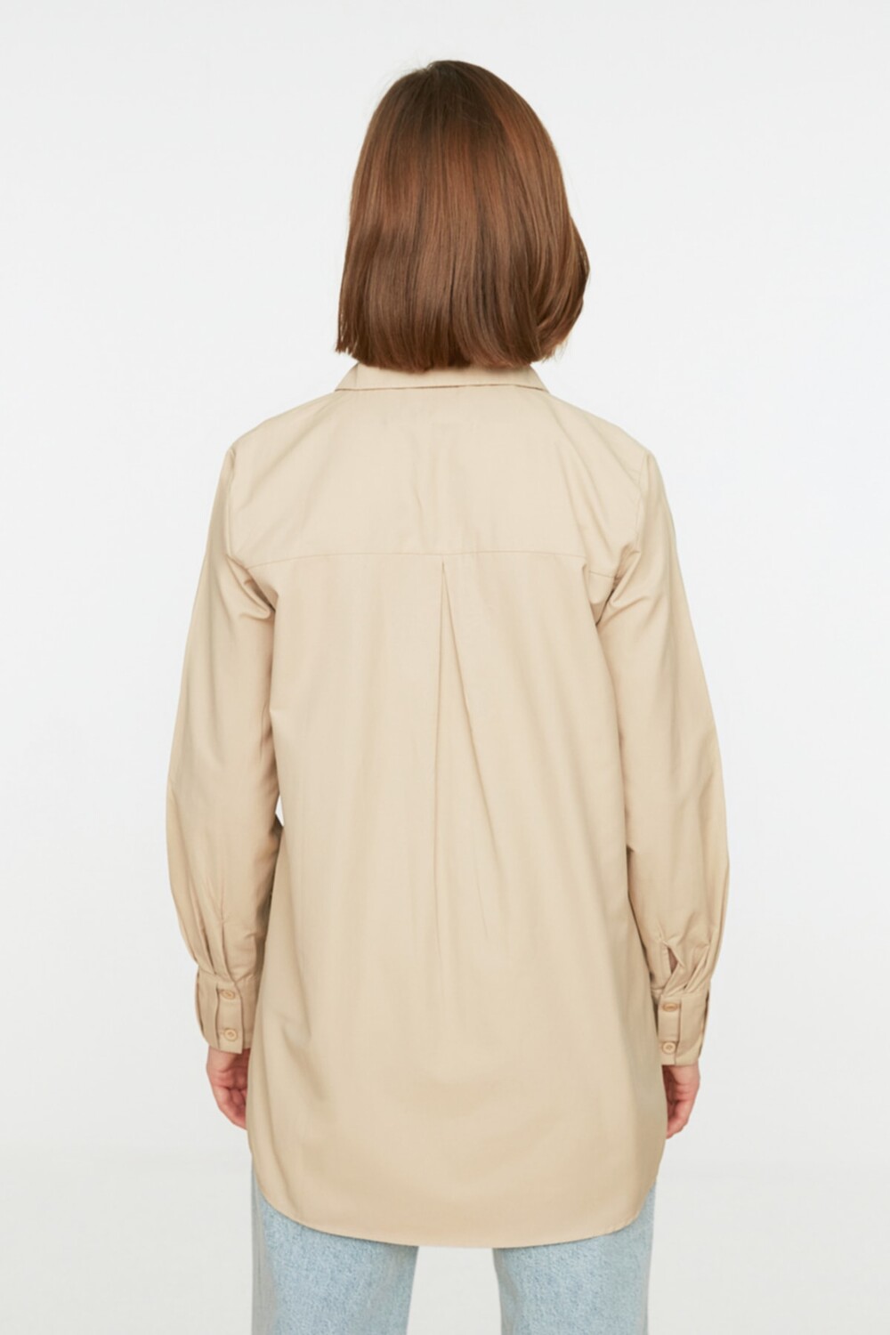 

Рубашка - Бежевая - Классический крой Trendyol Modest, бежевый