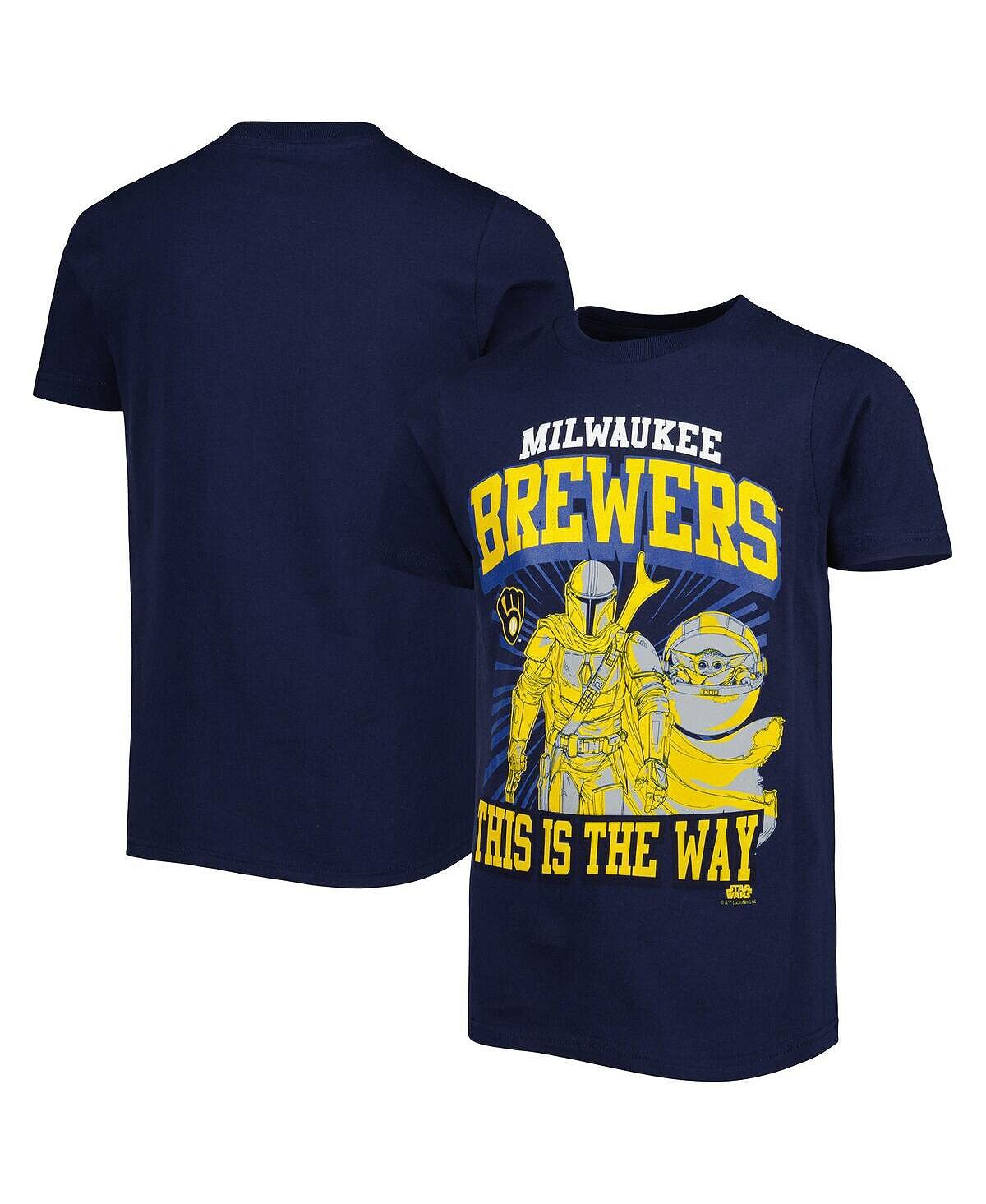

Темно-синяя футболка Big Boys and Girls Milwaukee Brewers Star Wars This is the Way Outerstuff