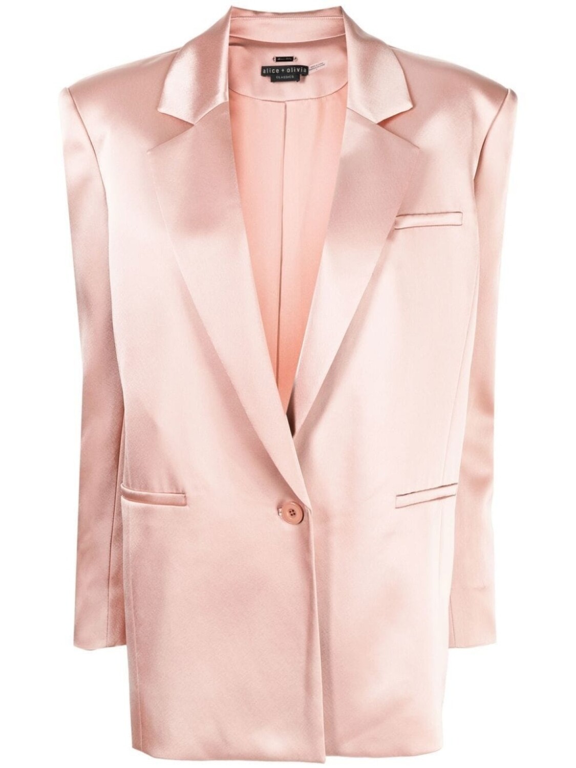 

alice + olivia satin-finish single-breasted blazer, розовый