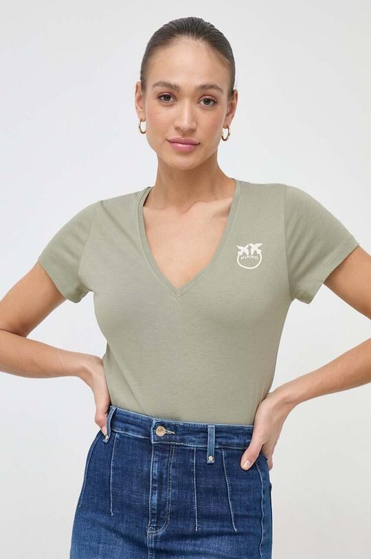 

Хлопковая футболка Pinko, зеленый