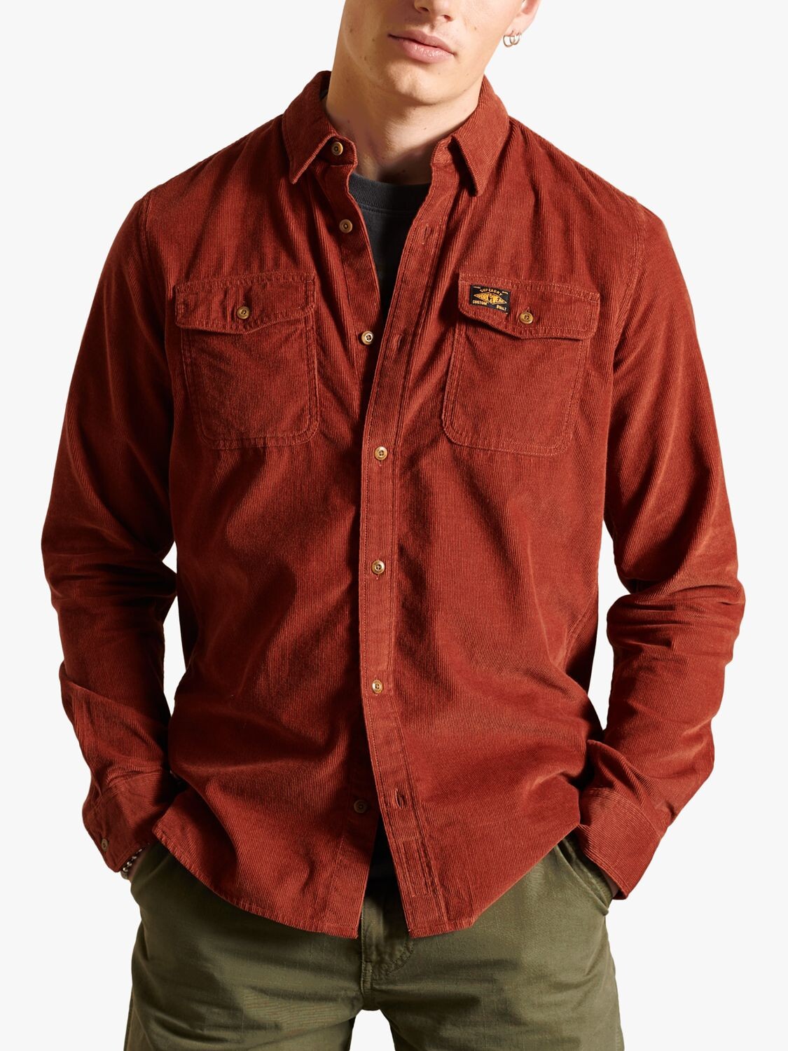 

Вельветовая рубашка Superdry Trailsman, цвет копченой корицы