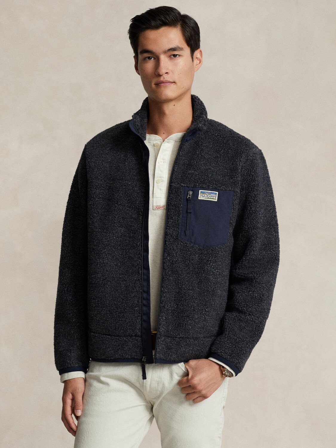 

Флисовая куртка-поло с ворсом Ralph Lauren, авиатор вмс марл