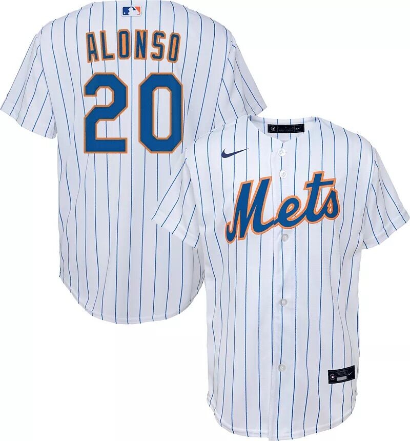 

Nike Youth Replica New York Mets Pete Alonso # 20 Cool Base White Jersey