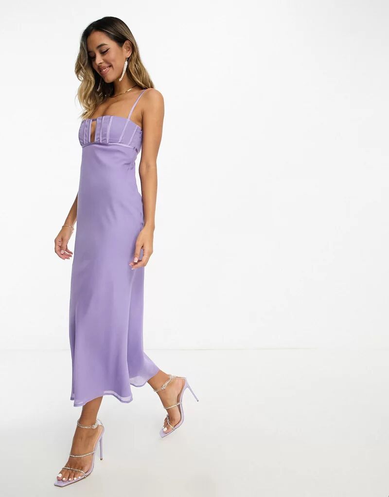 Фиолетовое асимметричное платье-миди с корсетом-бюстье ASOS Design