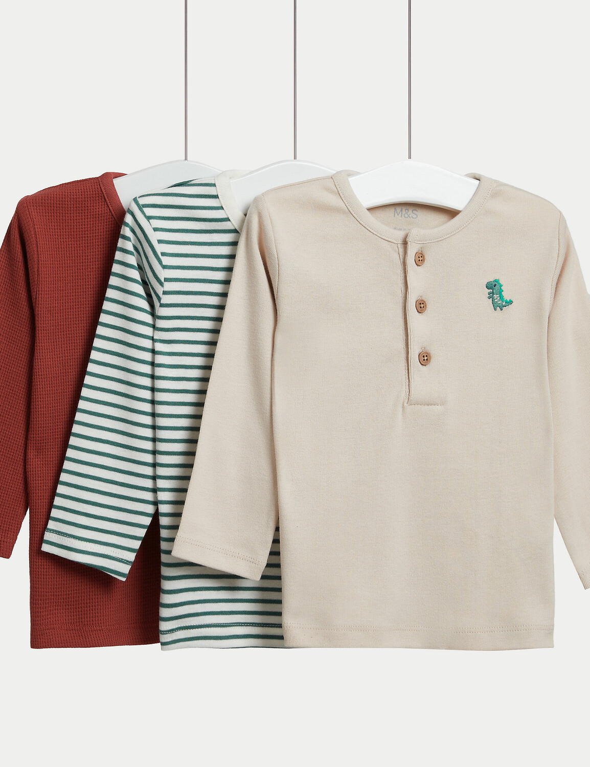

3 комплекта топов из чистого хлопка (0–3 года) Marks & Spencer, мульти