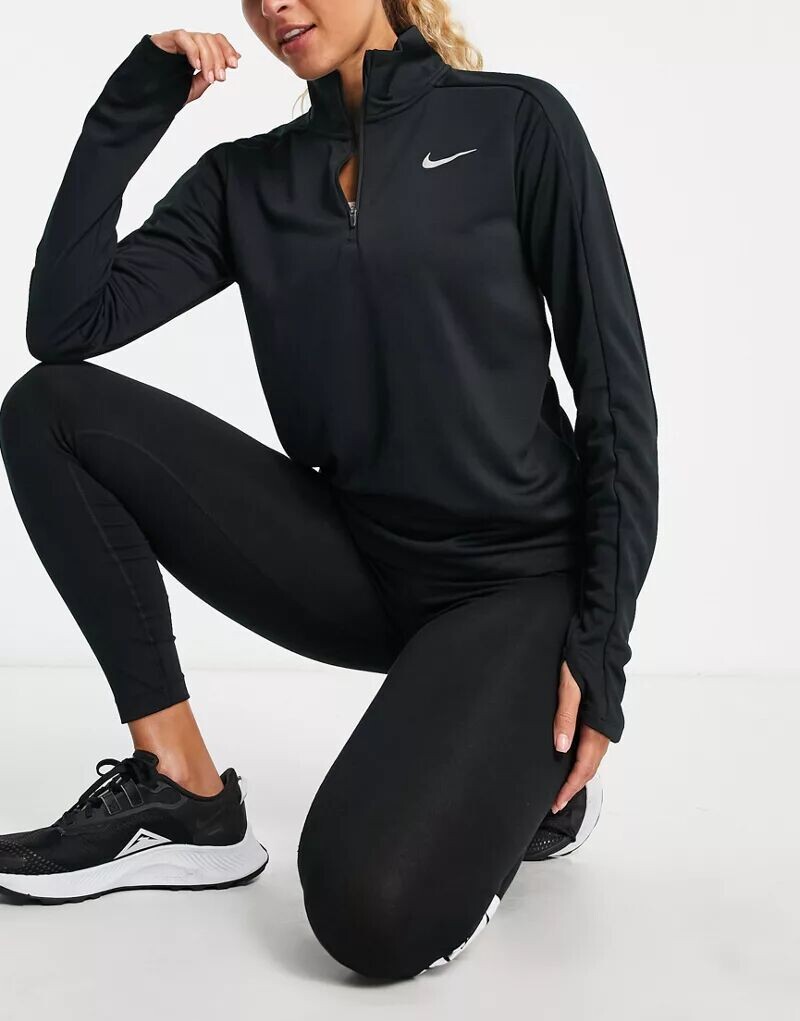 

Черная футболка с длинными рукавами и половиной молнии Nike Dri-FIT Pacer