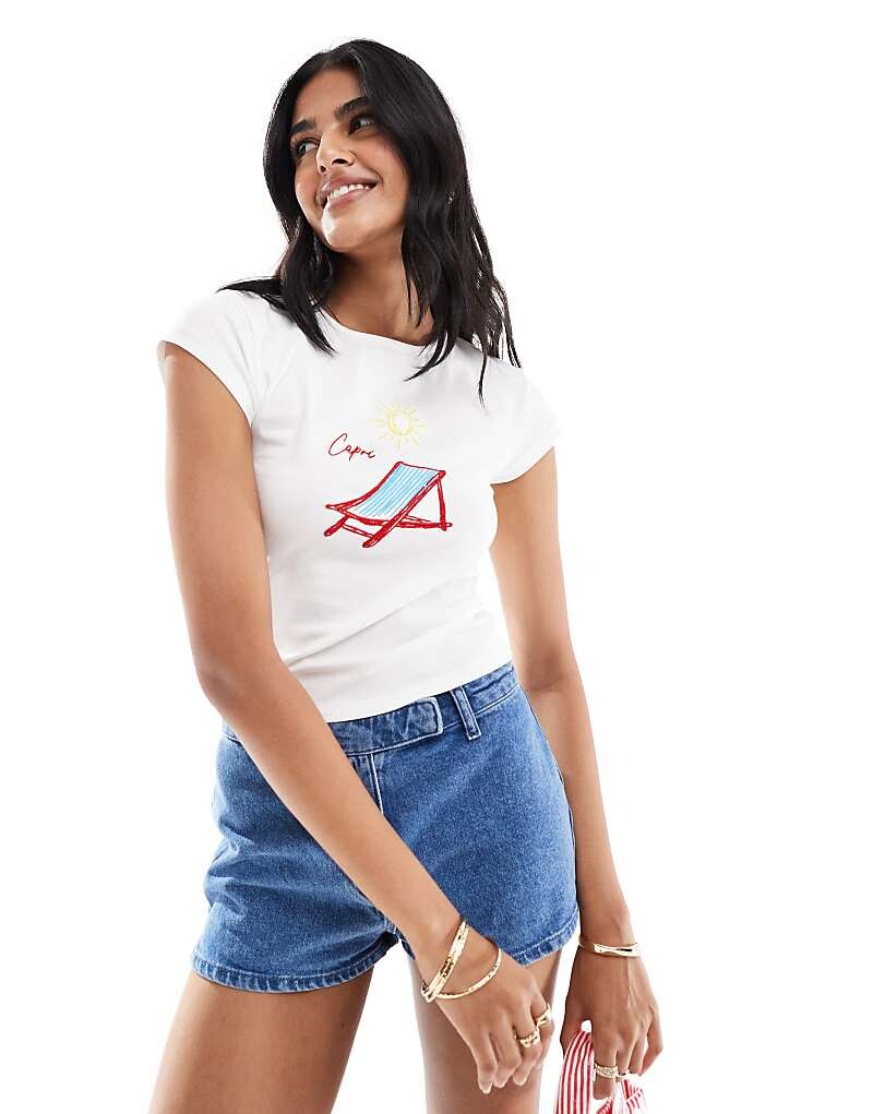 

Белая коктейльная детская футболка с вышивкой ASOS DESIGN
