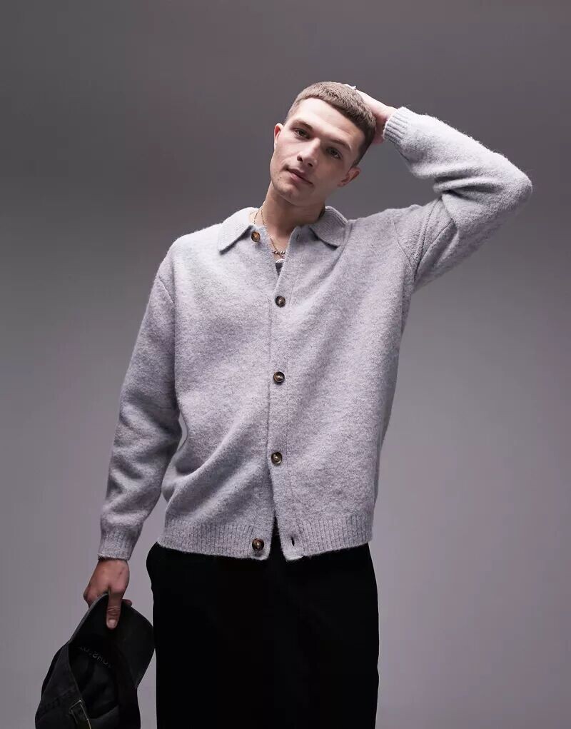 

Серый кардиган на пуговицах Topman