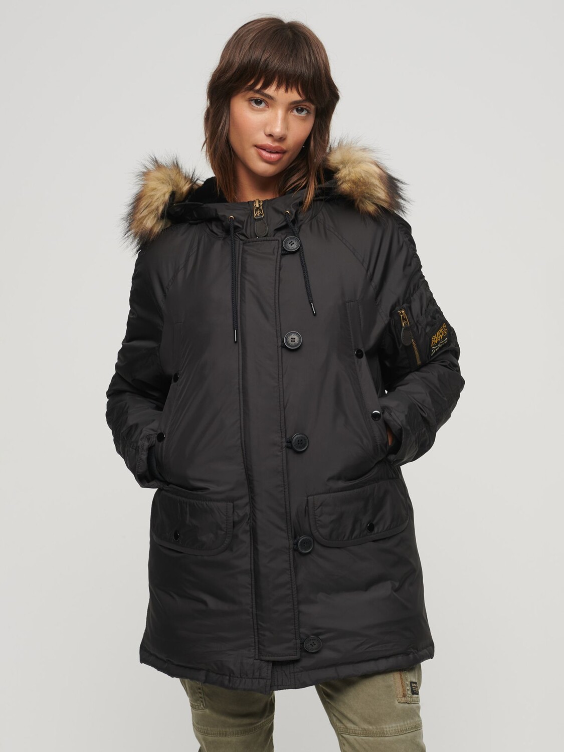 

Парка MA1 в стиле милитари с капюшоном Superdry, черный