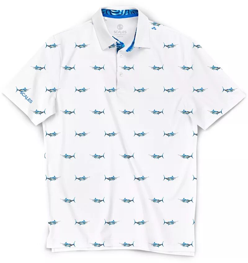 Мужская футболка-поло для гольфа Scales Tropical Marlin, белый