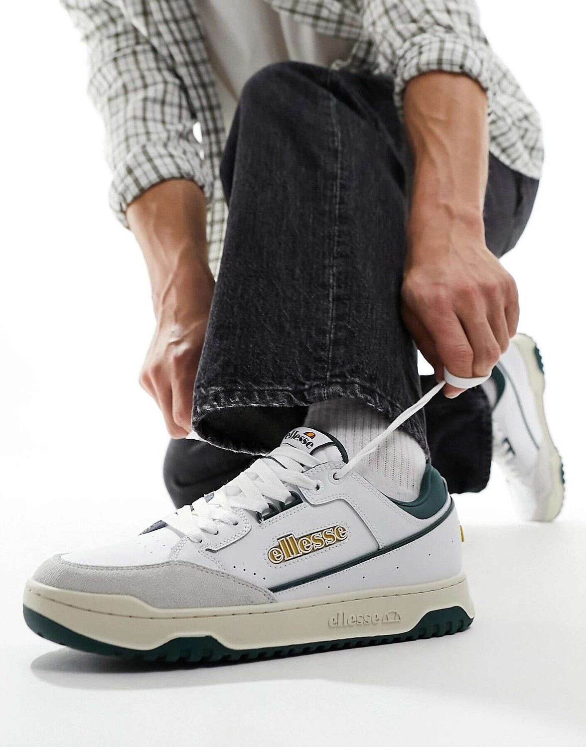 

Белые и зеленые кроссовки на чашечке ellesse LS987, Зеленый