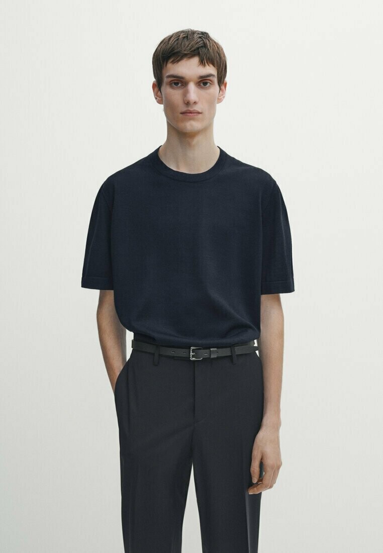 

Базовая футболка Short Sleeve Blend Massimo Dutti, цвет mottled dark blue