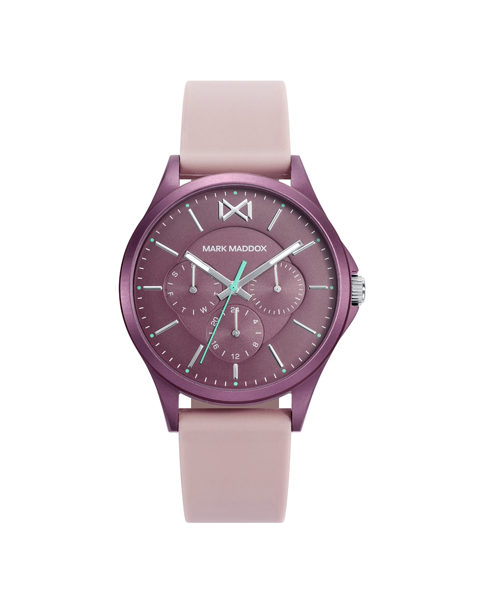 цена Многофункциональные женские часы Shibuya из алюминия бордового цвета с розовым силиконовым ремешком Mark Maddox, розовый