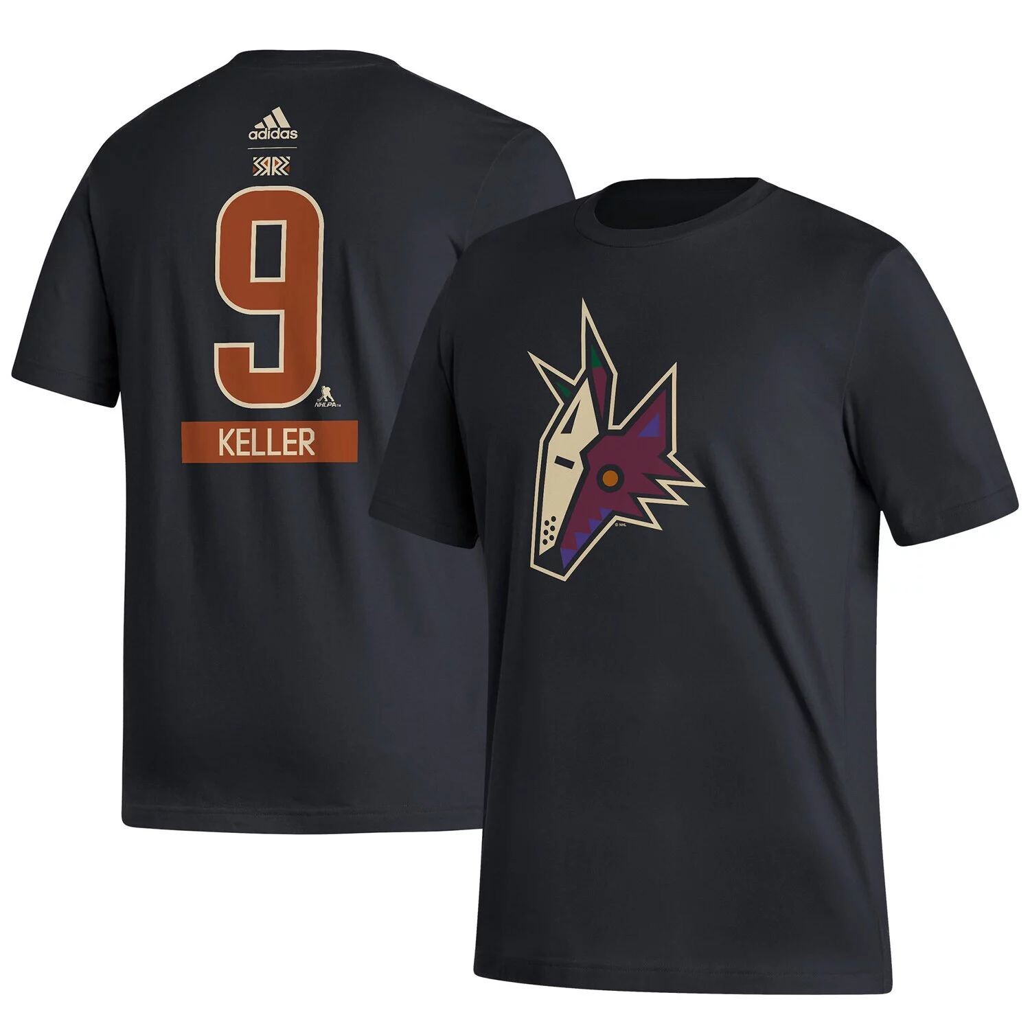 

Мужская футболка Clayton Keller Black Arizona Coyotes Reverse Retro 2.0 с именем и номером adidas