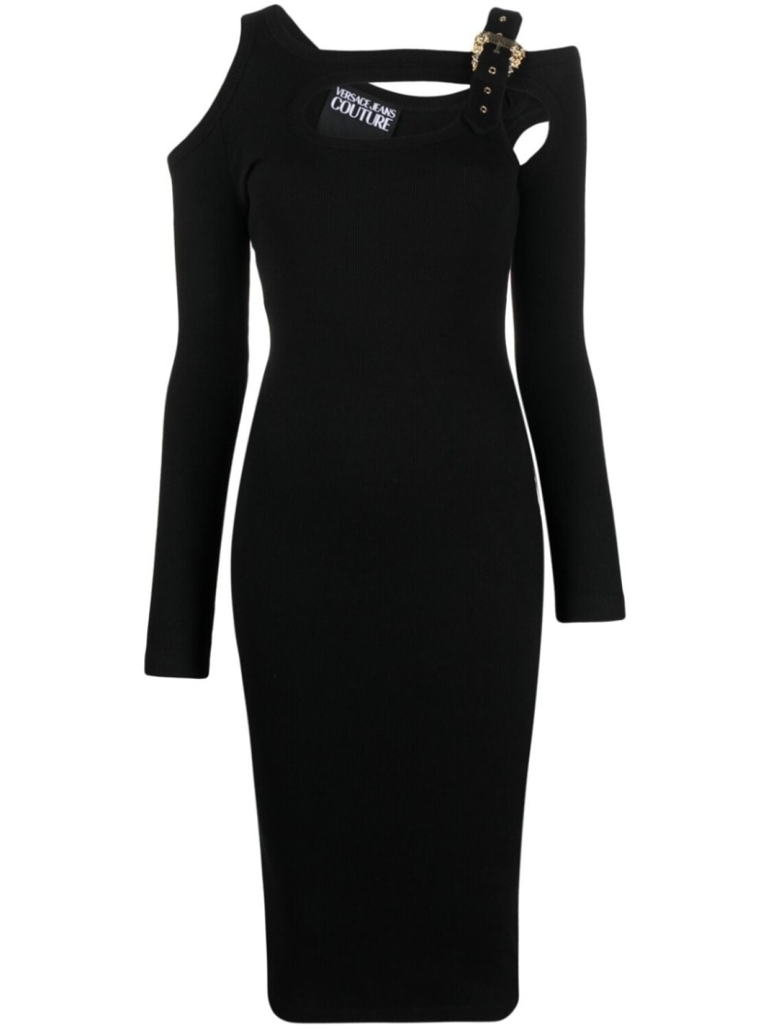 

Versace Jeans Couture платье миди с вырезами и пряжкой Baroque, черный