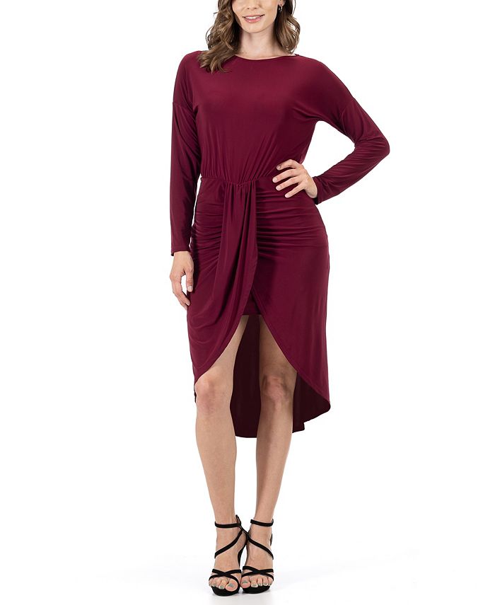 Женское платье длиной до колена с длинными рукавами 24seven Comfort Apparel, красный